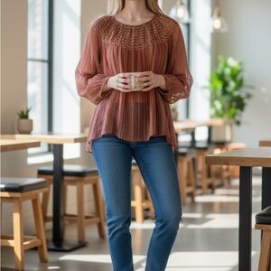 Anthropologie Love Sam Long Sleeved Blouse